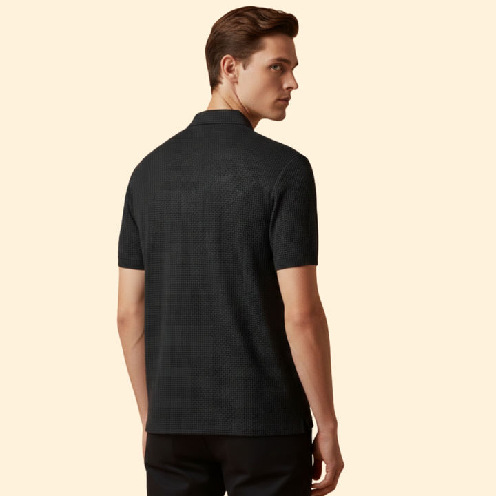 Men’s Long-Sleeve Polo Shirt with Classic Collar