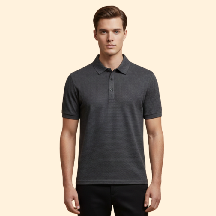 Men’s Long-Sleeve Polo Shirt with Classic Collar