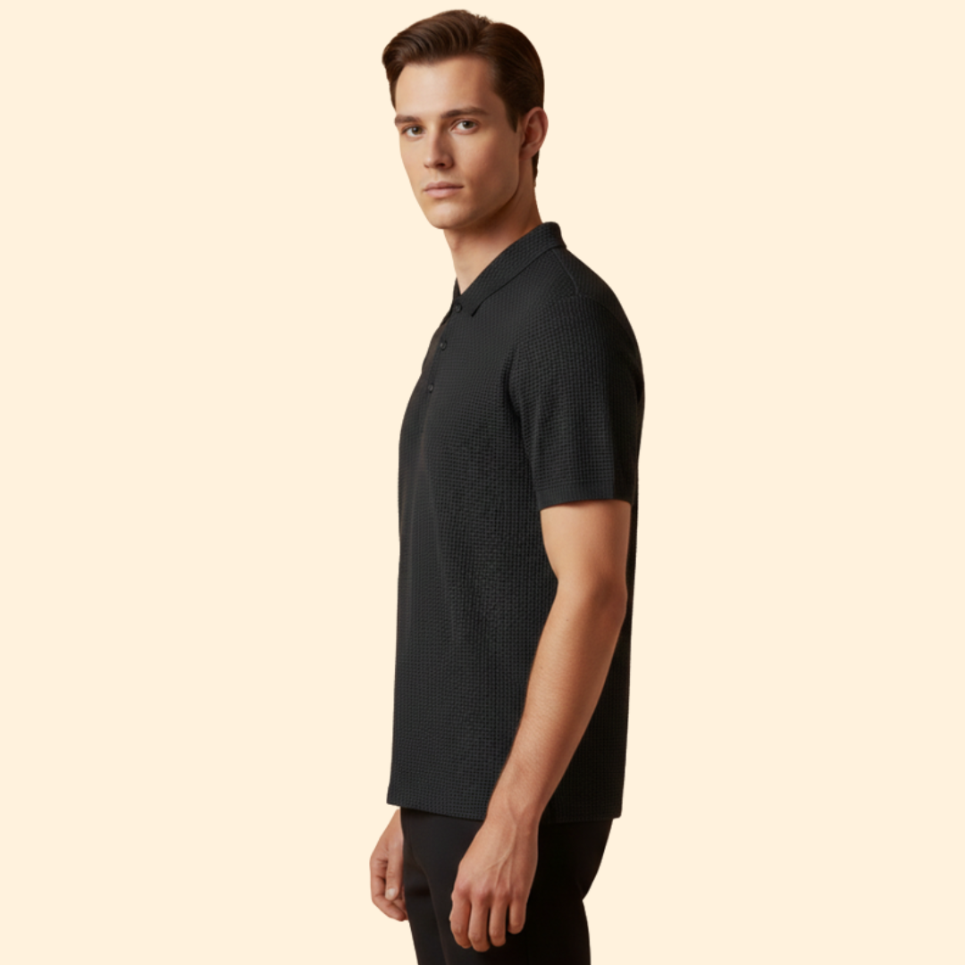 Men’s Long-Sleeve Polo Shirt with Classic Collar