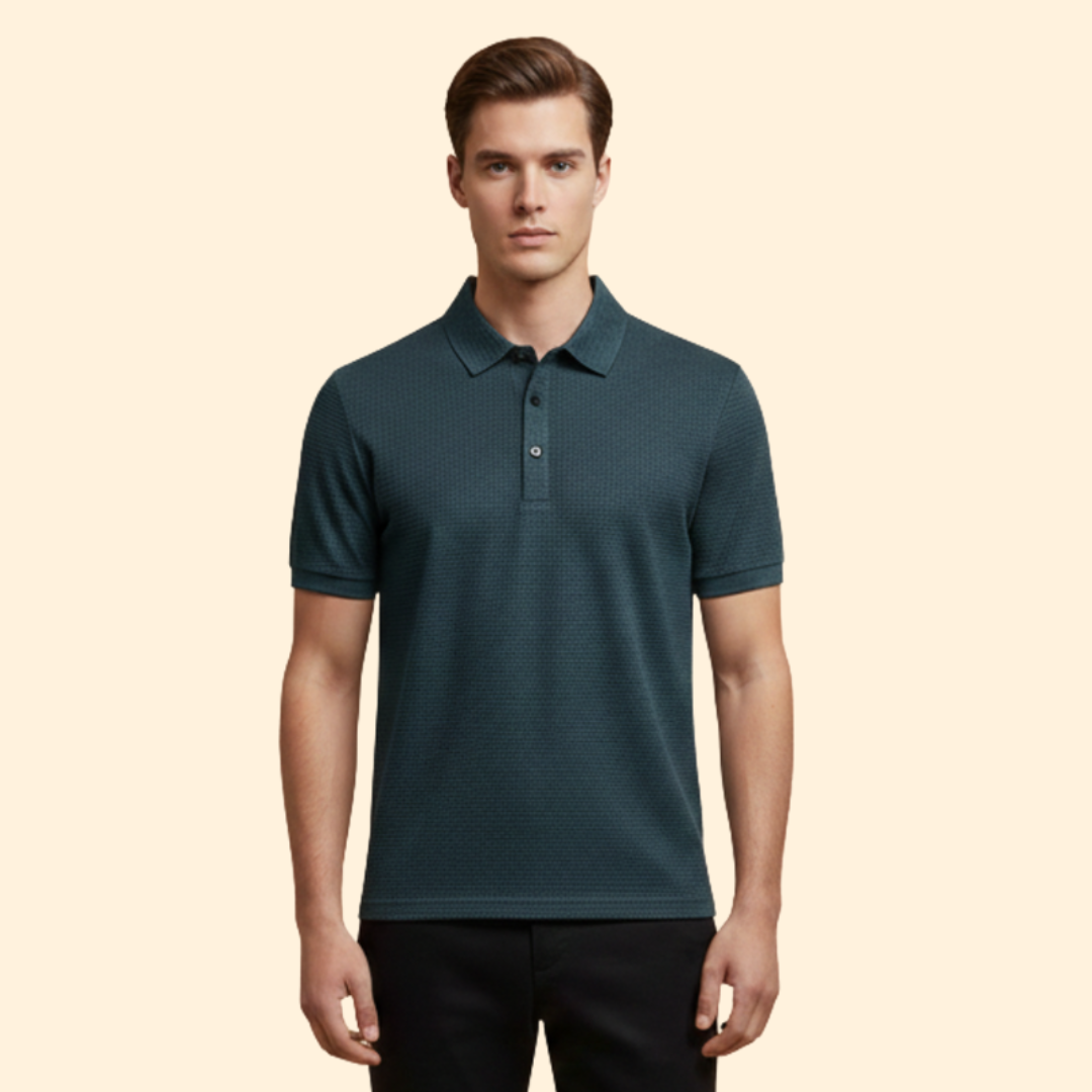 Men’s Long-Sleeve Polo Shirt with Classic Collar
