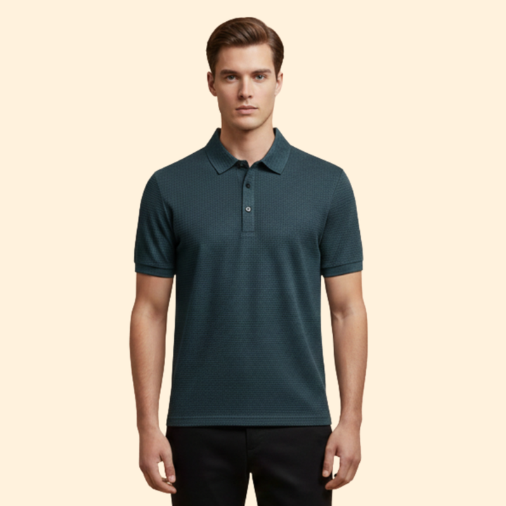 Men’s Long-Sleeve Polo Shirt with Classic Collar