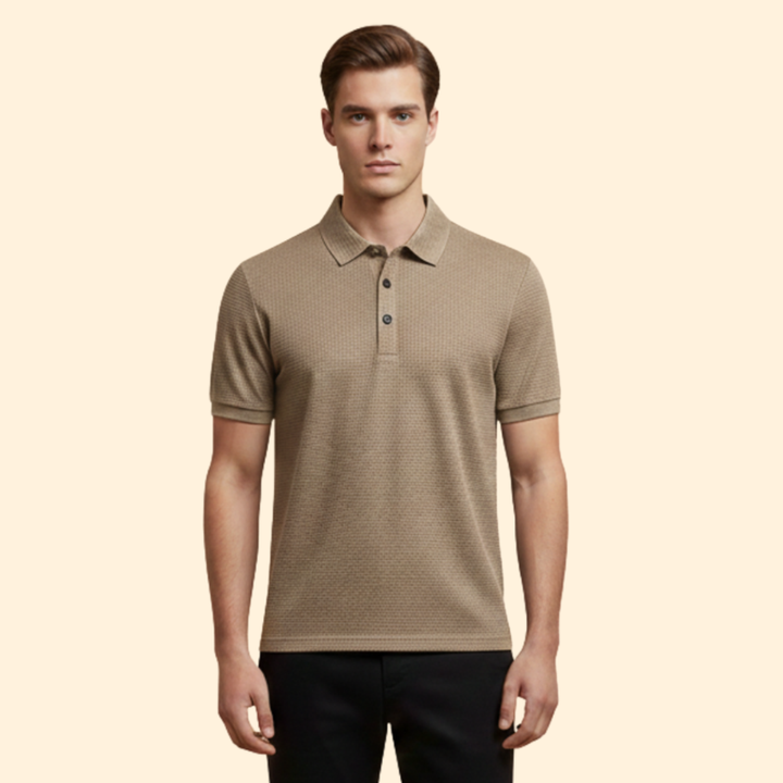 Men’s Long-Sleeve Polo Shirt with Classic Collar