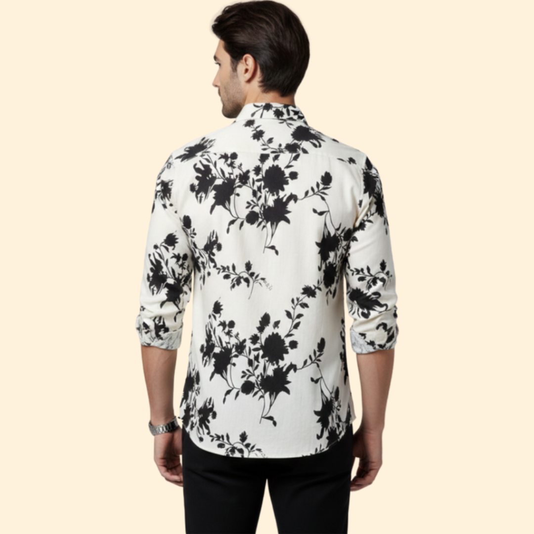Men’s Long-Sleeve Shirt with Floral Pattern