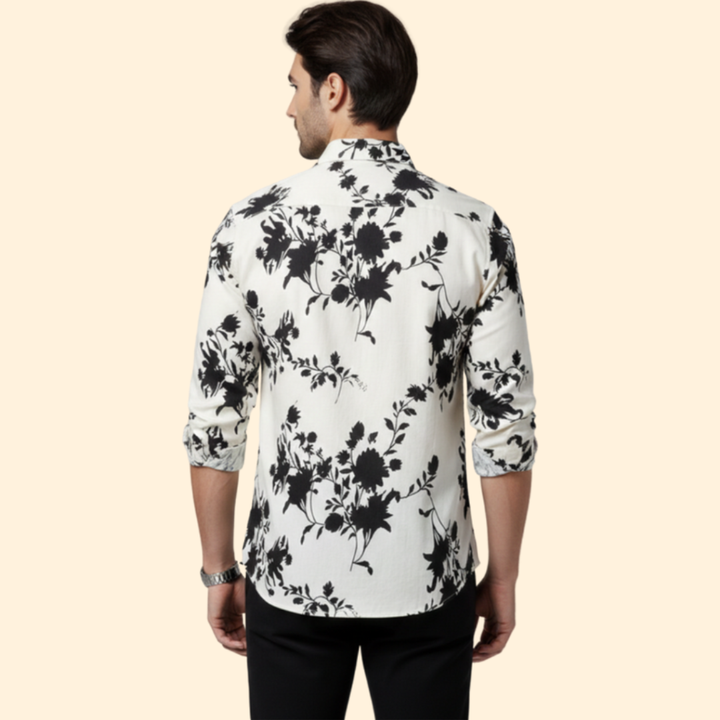 Men’s Long-Sleeve Shirt with Floral Pattern
