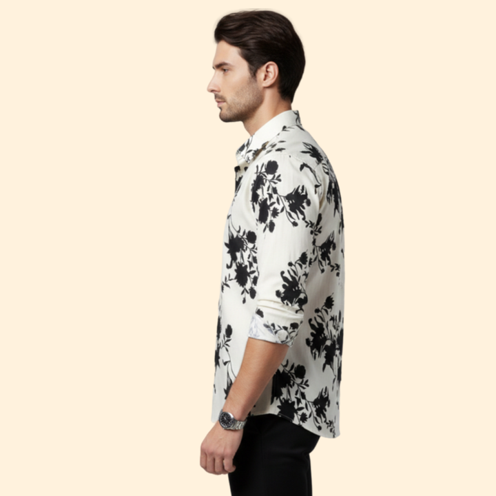 Men’s Long-Sleeve Shirt with Floral Pattern