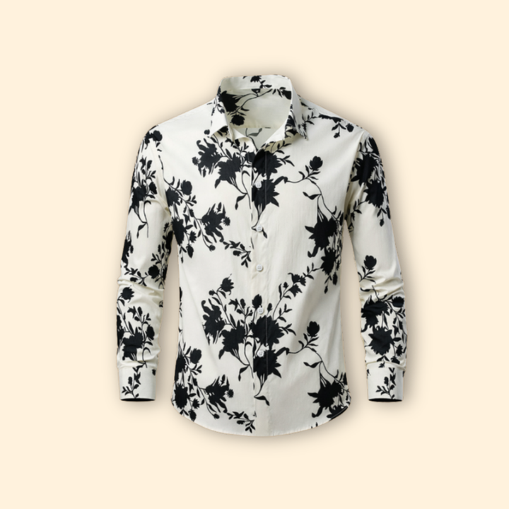 Men’s Long-Sleeve Shirt with Floral Pattern