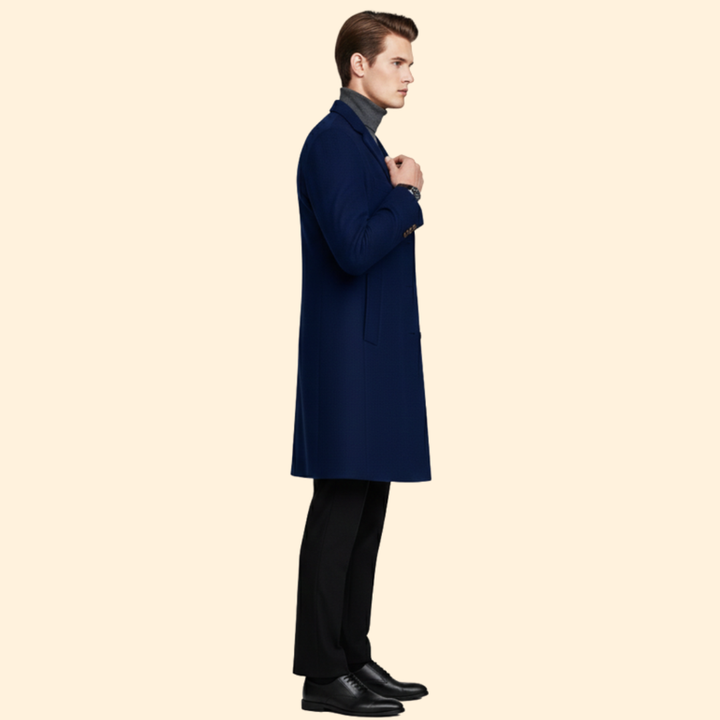 Men’s Long Coat with Button Closure