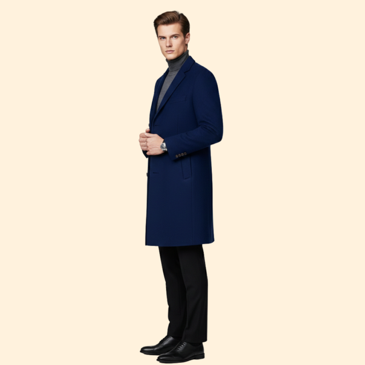 Men’s Long Coat with Button Closure