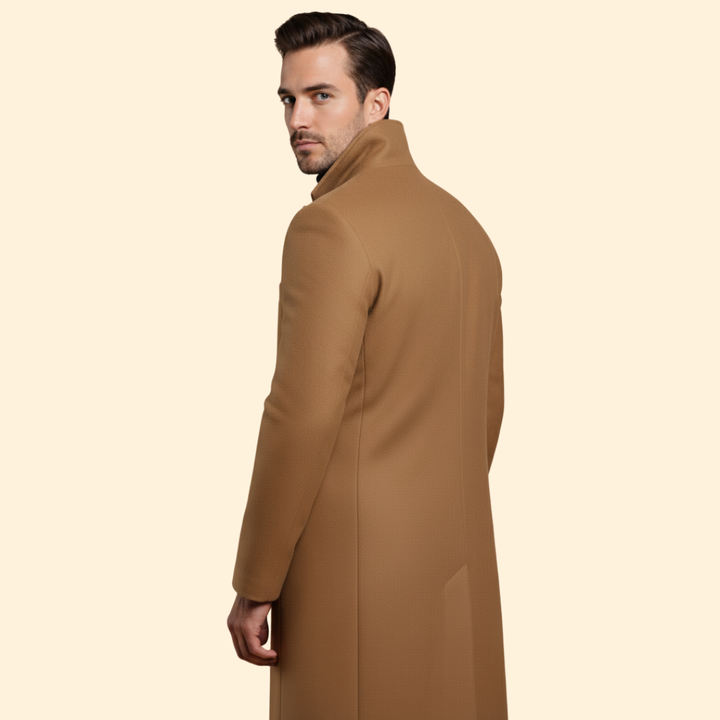 Men’s Long Coat with Flap Pocket Detail