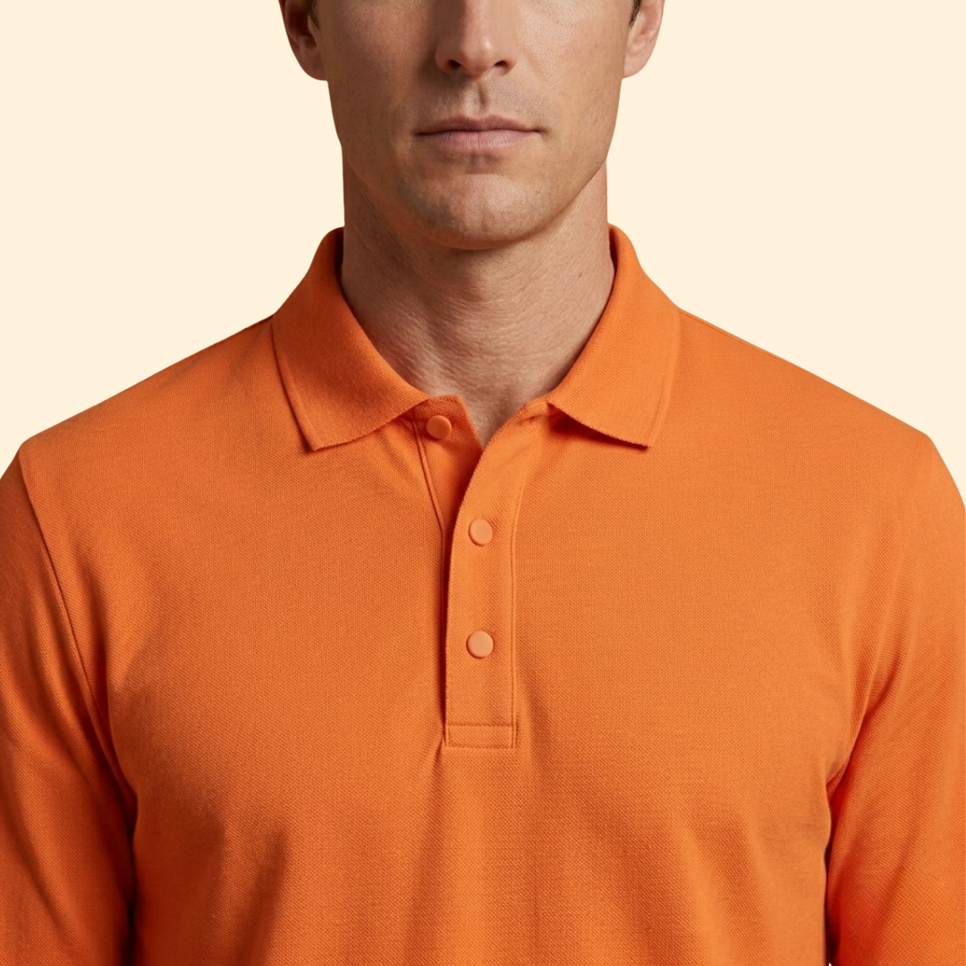 Men’s Long Sleeve Polo Shirt with Buttoned Collar