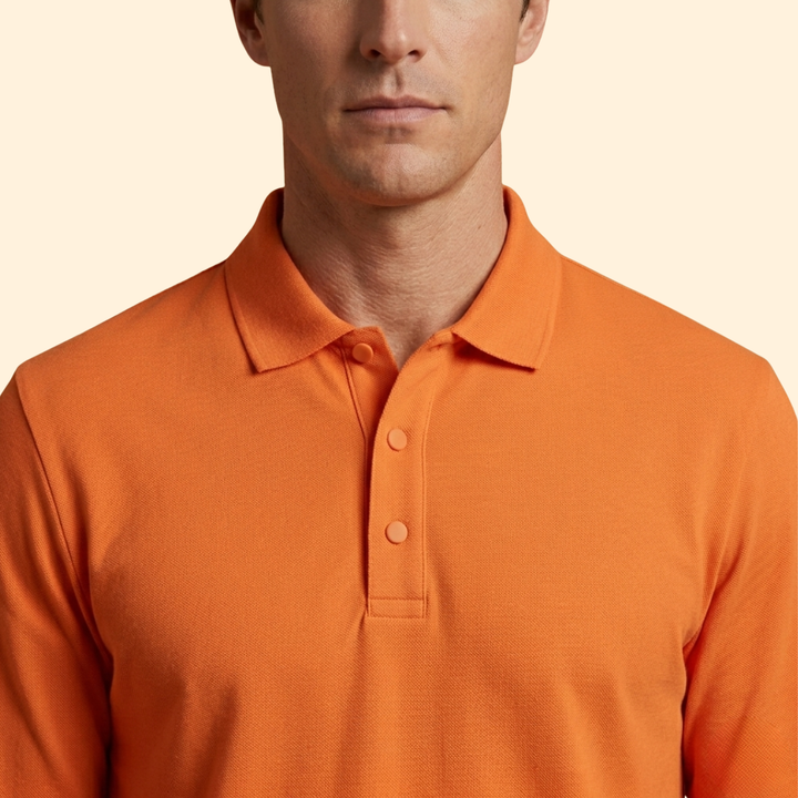 Men’s Long Sleeve Polo Shirt with Buttoned Collar