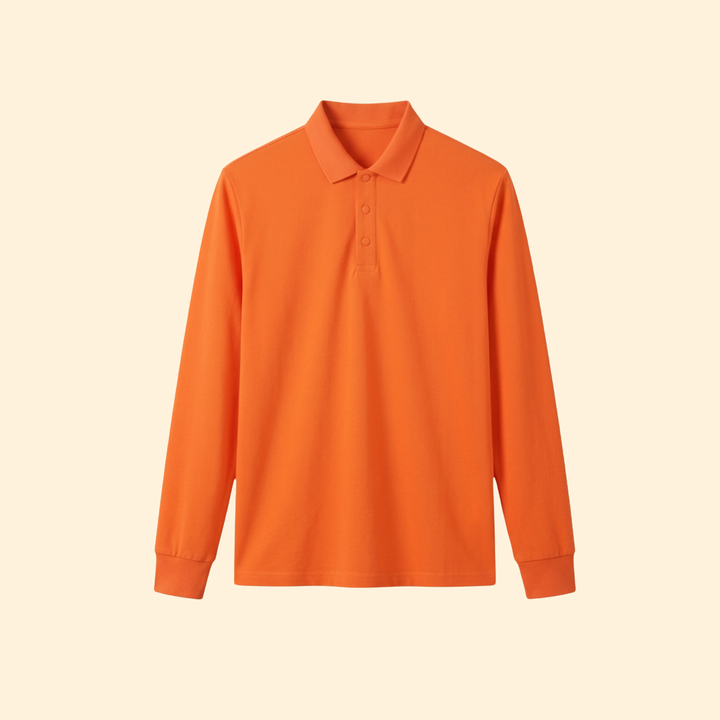 Men’s Long Sleeve Polo Shirt with Buttoned Collar