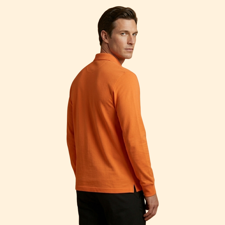 Men’s Long Sleeve Polo Shirt with Buttoned Collar