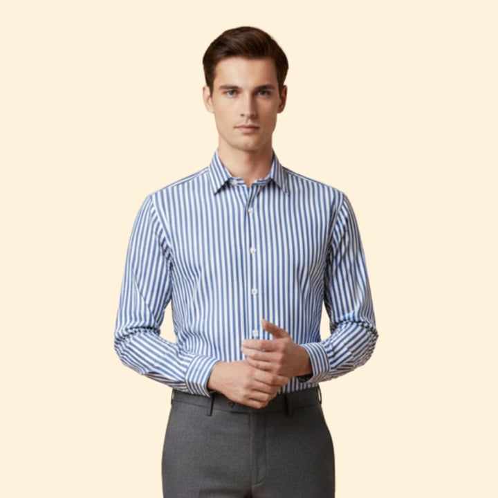 Men’s Long Sleeve Shirt with Bold Stripes