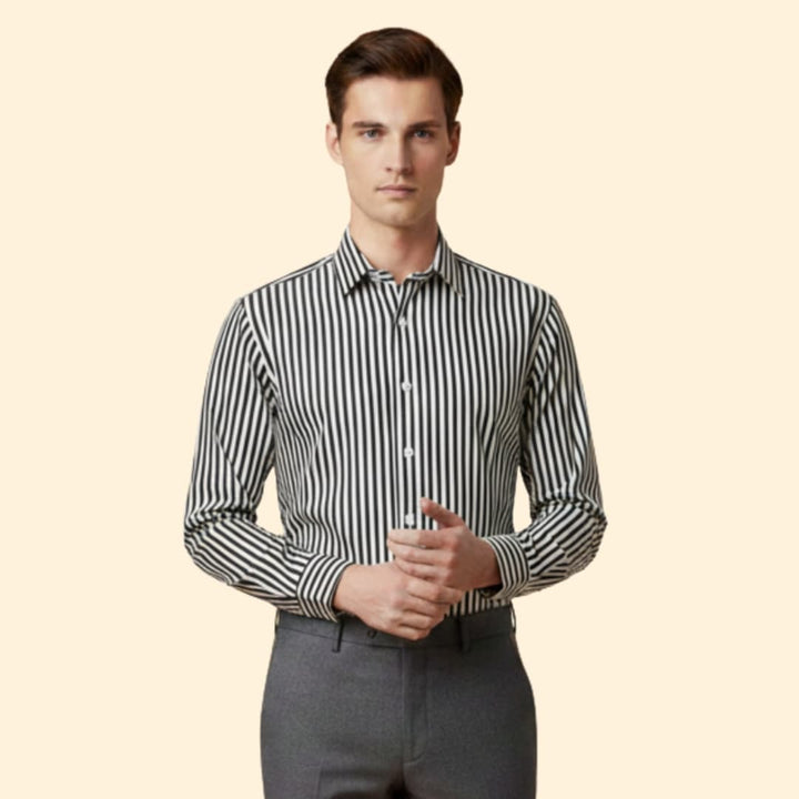 Men’s Long Sleeve Shirt with Bold Stripes