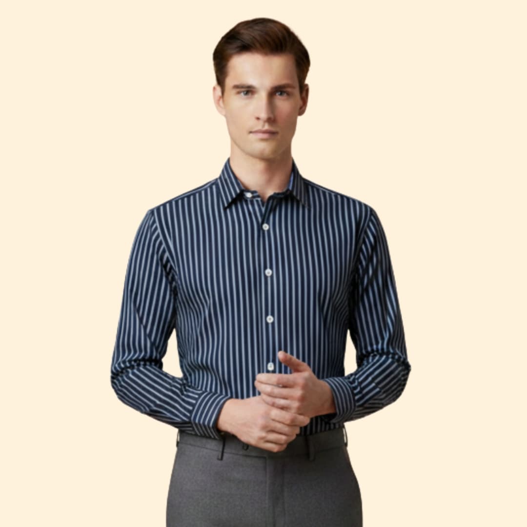 Men’s Long Sleeve Shirt with Bold Stripes