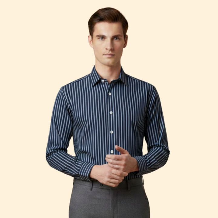 Men’s Long Sleeve Shirt with Bold Stripes