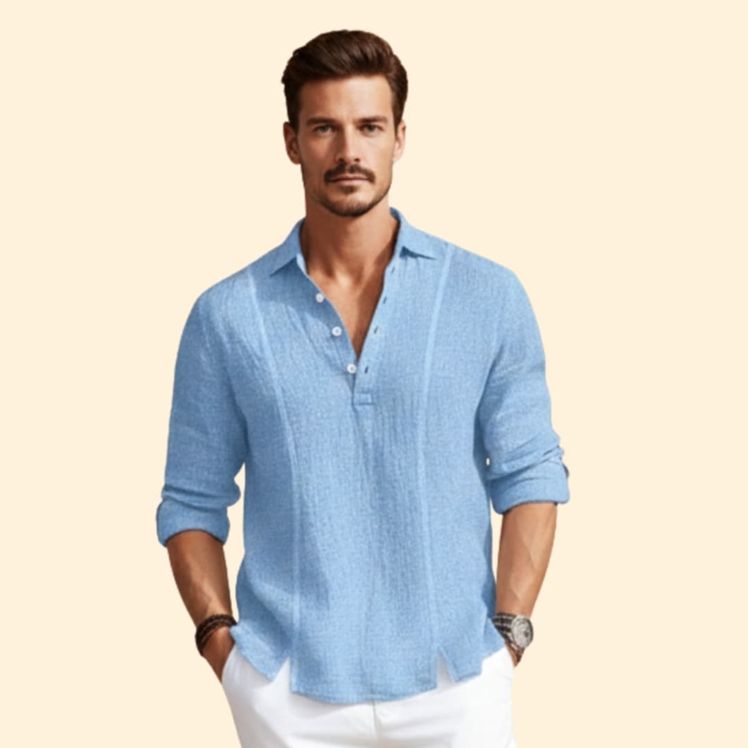 Men’s Long Sleeve Shirt with Button Placket