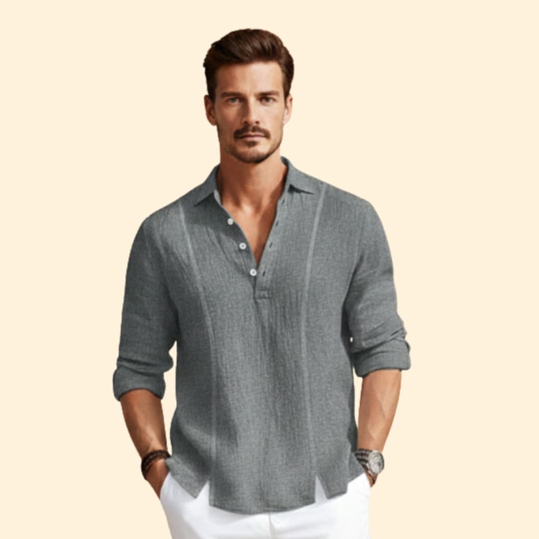 Men’s Long Sleeve Shirt with Button Placket