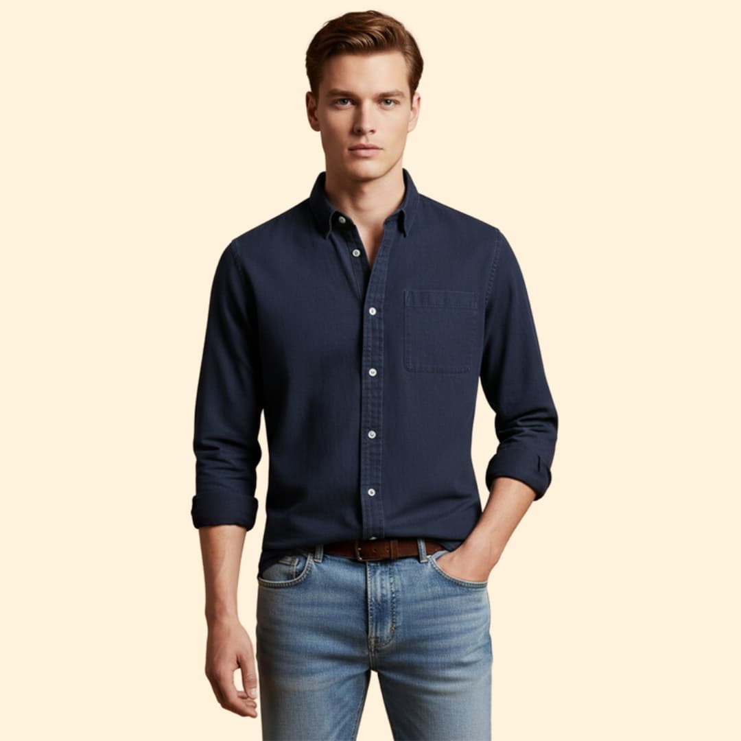 Men’s Long Sleeve Shirt with Chest Pocket