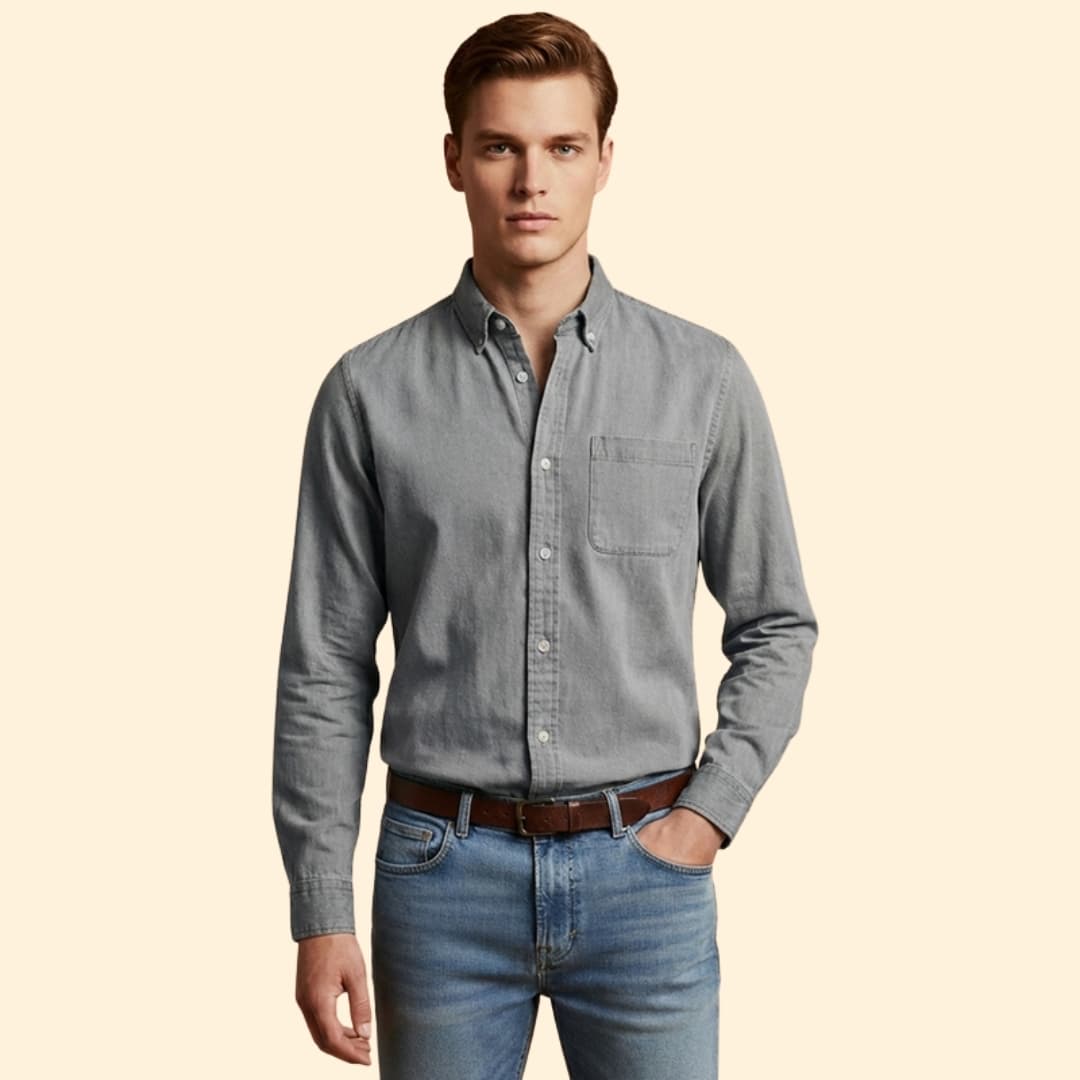 Men’s Long Sleeve Shirt with Chest Pocket