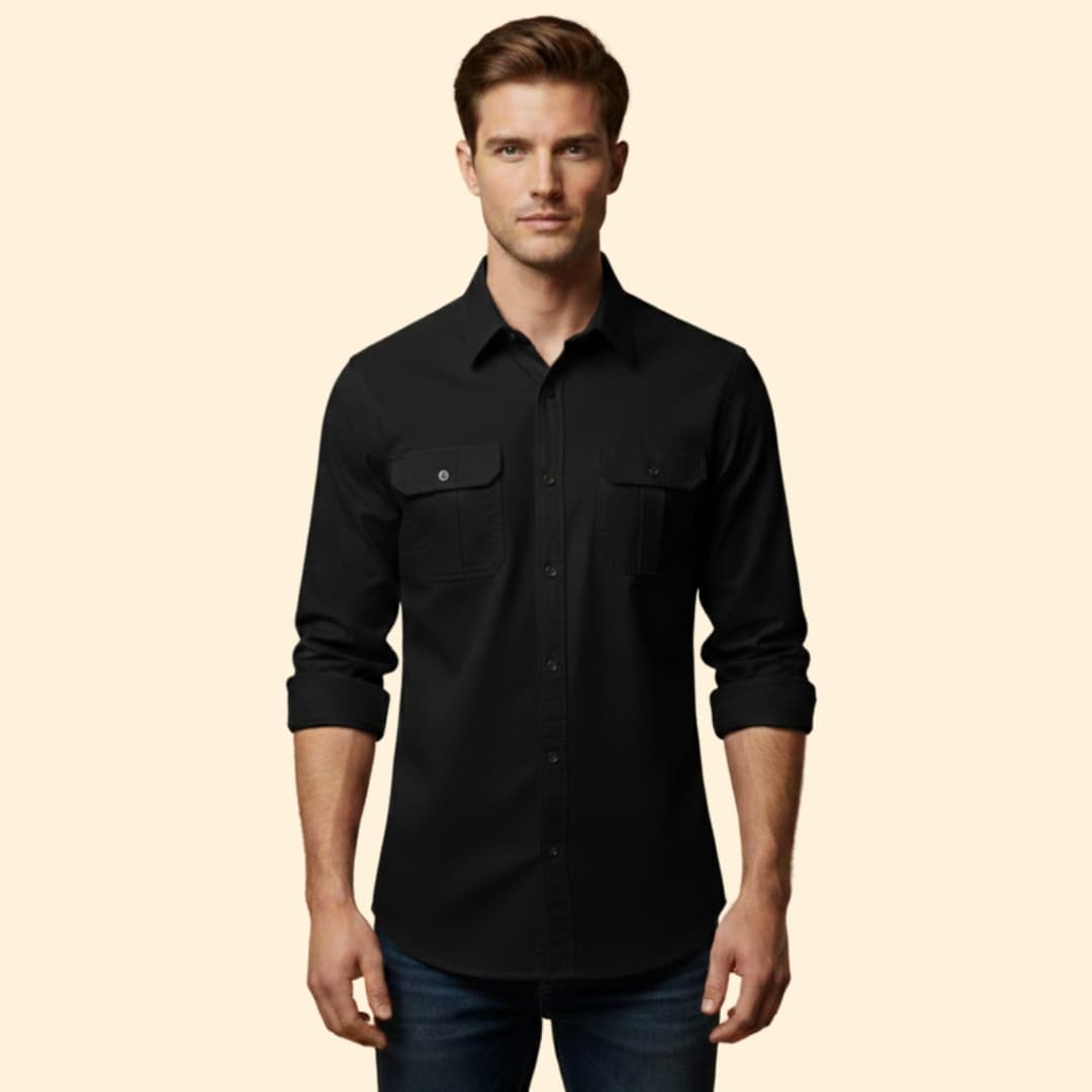 Men’s Long Sleeve Shirt with Chest Pockets