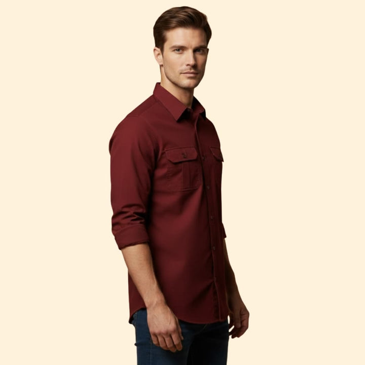 Men’s Long Sleeve Shirt with Chest Pockets