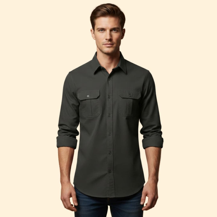 Men’s Long Sleeve Shirt with Chest Pockets