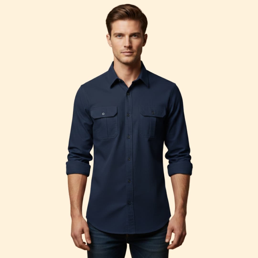 Men’s Long Sleeve Shirt with Chest Pockets