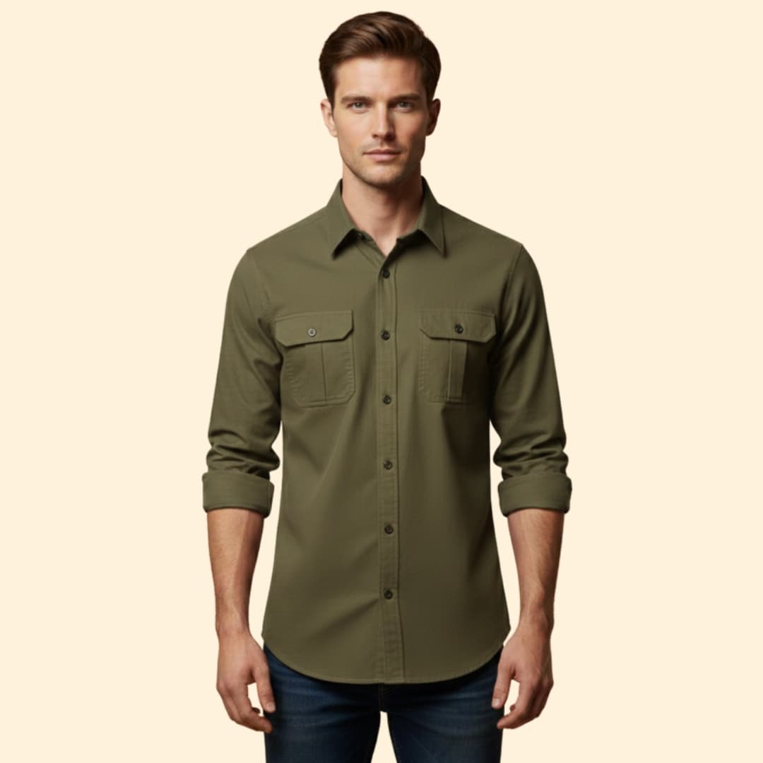 Men’s Long Sleeve Shirt with Chest Pockets