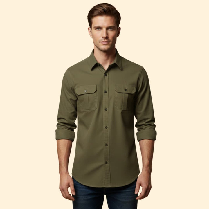 Men’s Long Sleeve Shirt with Chest Pockets