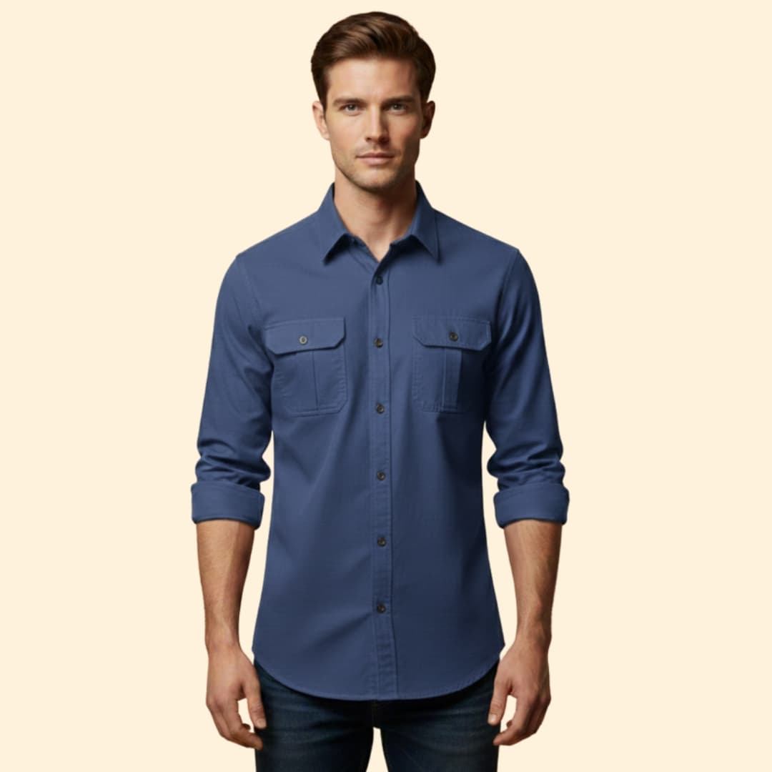 Men’s Long Sleeve Shirt with Chest Pockets