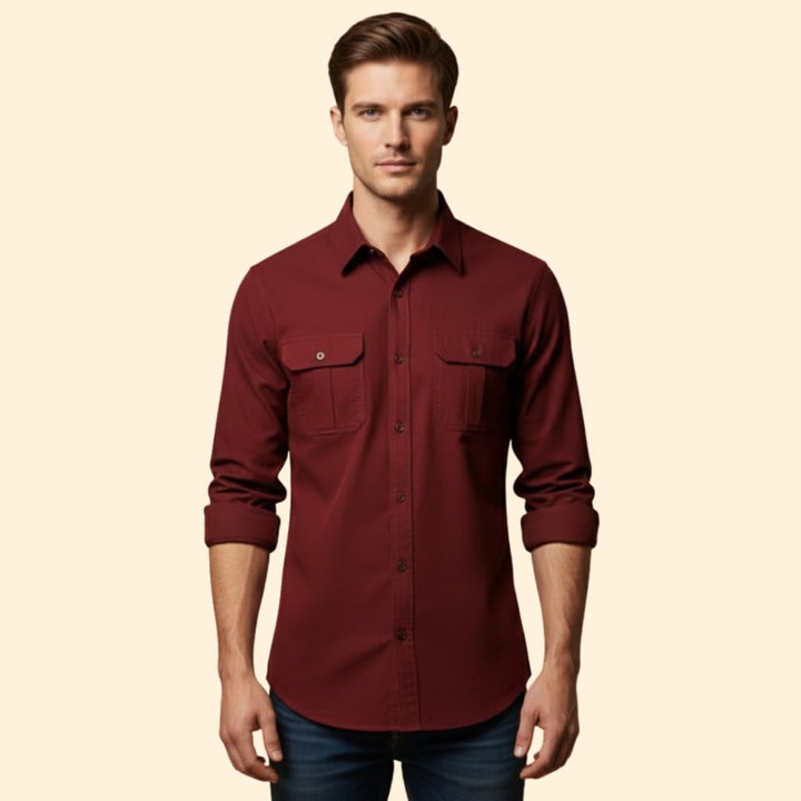 Men’s Long Sleeve Shirt with Chest Pockets