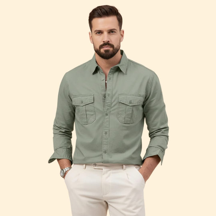 Men’s Long Sleeve Shirt with Dual Chest Pockets