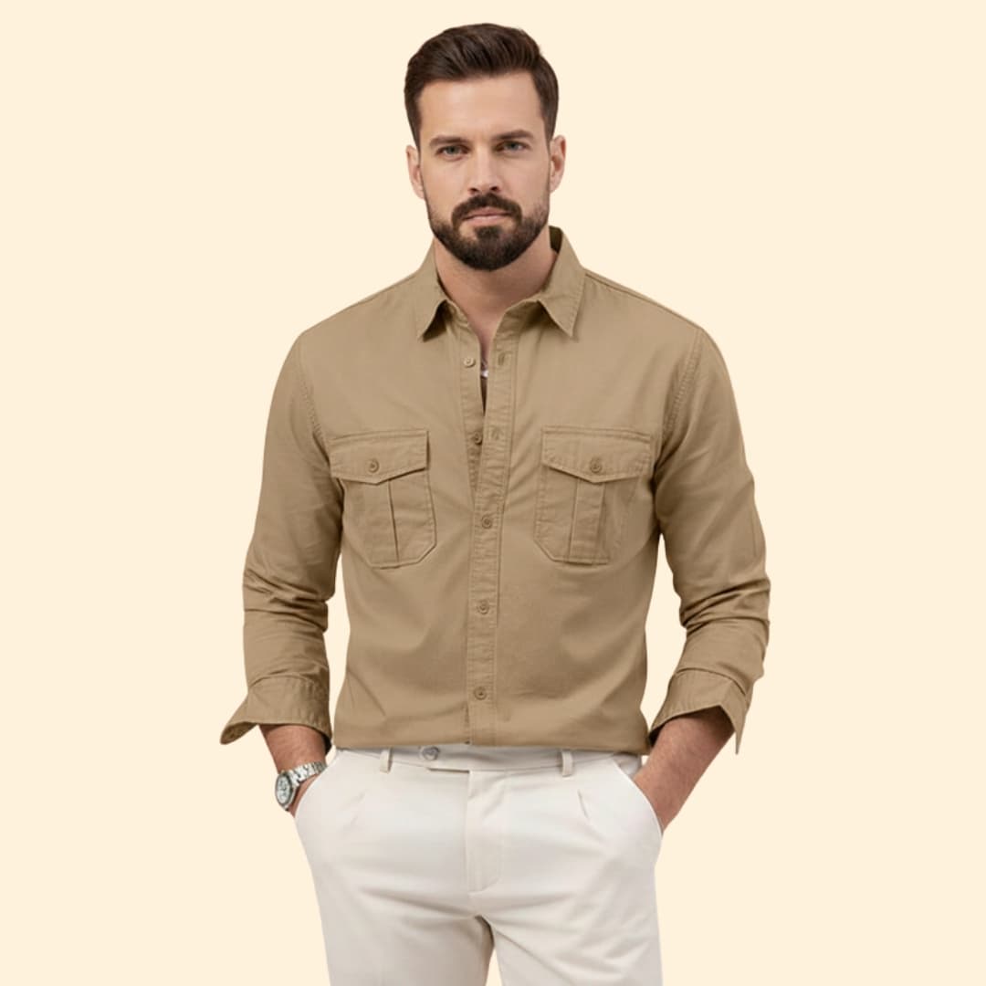 Men’s Long Sleeve Shirt with Dual Chest Pockets
