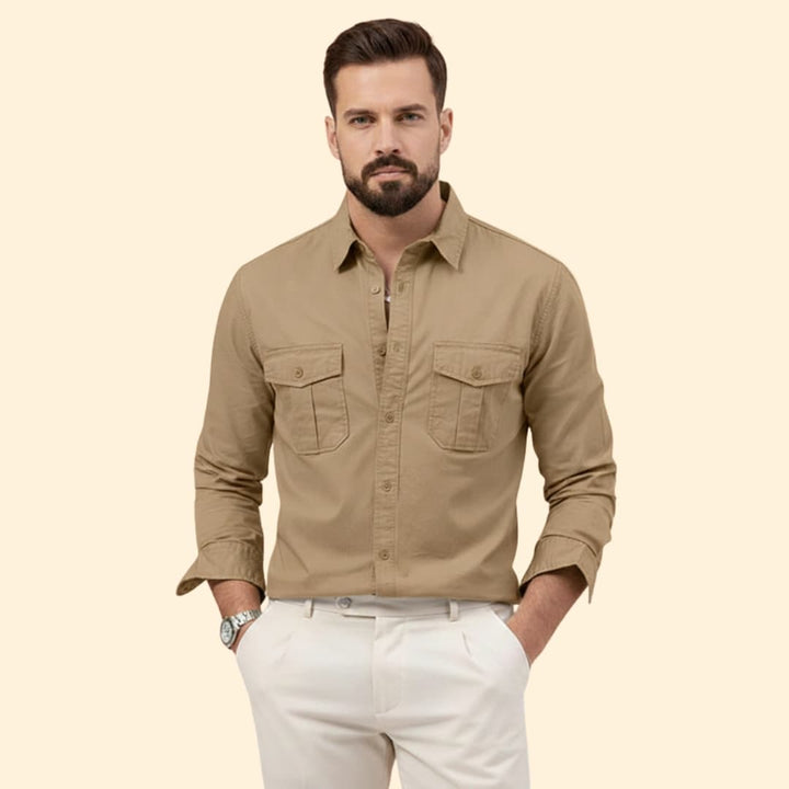 Men’s Long Sleeve Shirt with Dual Chest Pockets