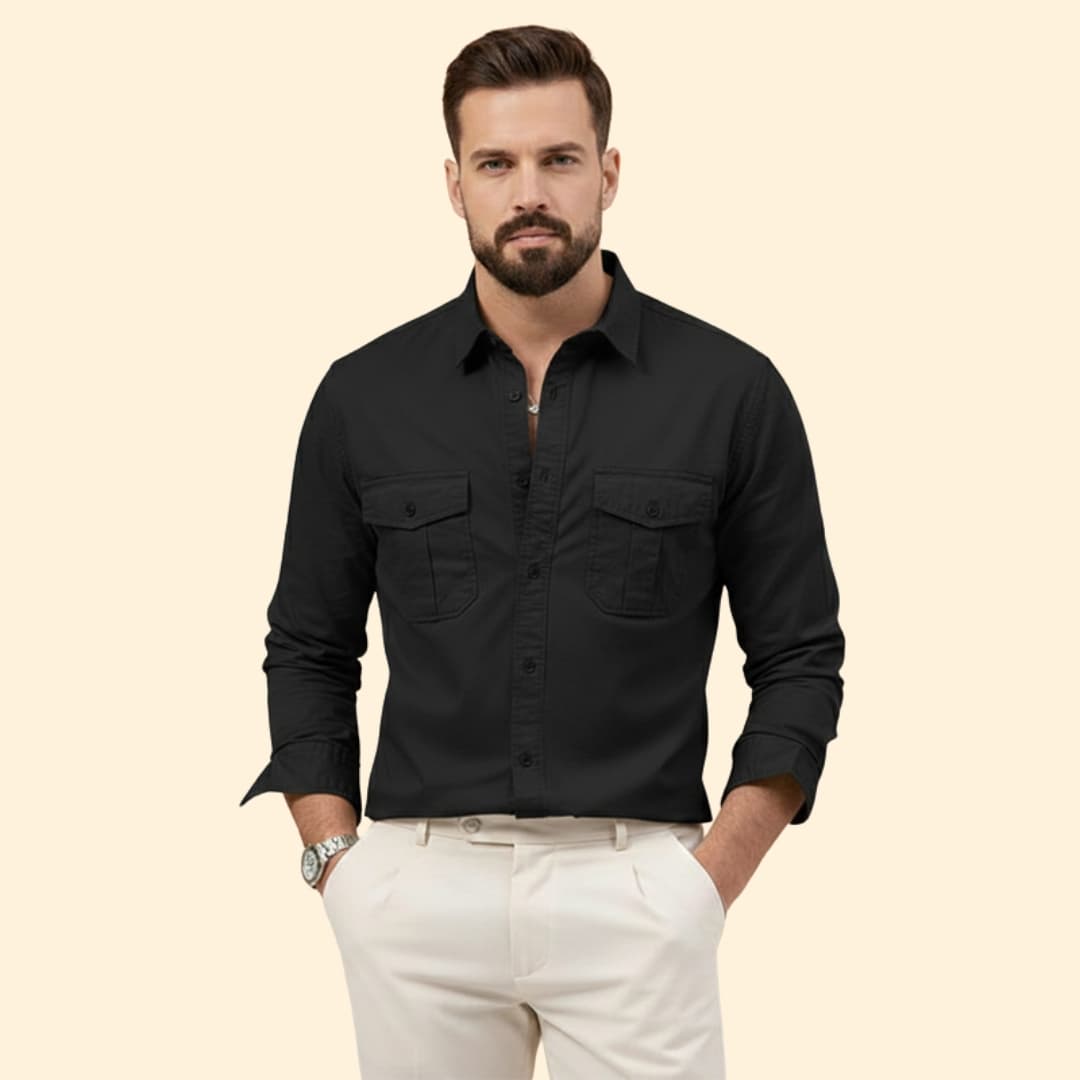 Men’s Long Sleeve Shirt with Dual Chest Pockets