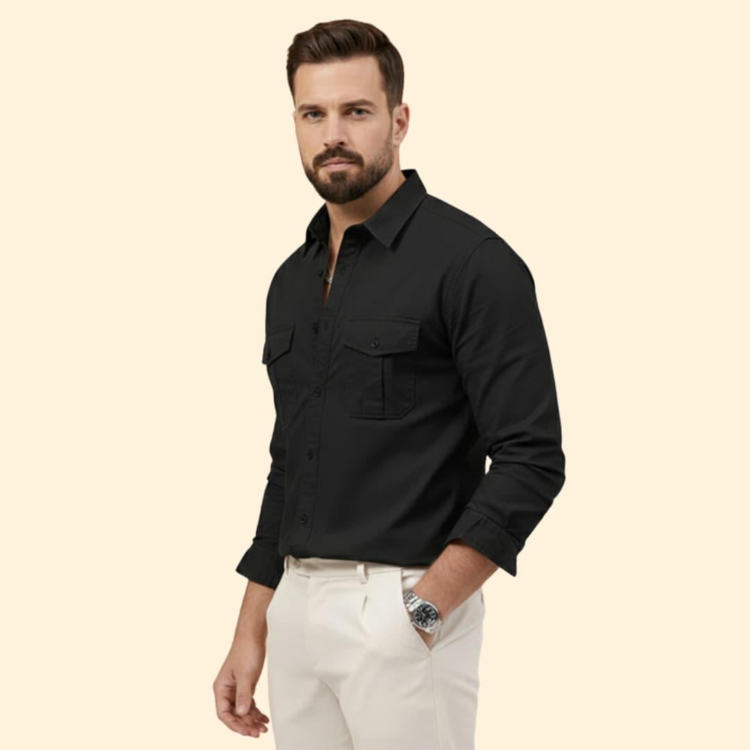 Men’s Long Sleeve Shirt with Dual Chest Pockets