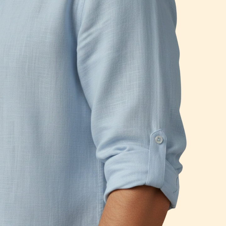 Men's Long Sleeve Shirt with Henley Collar