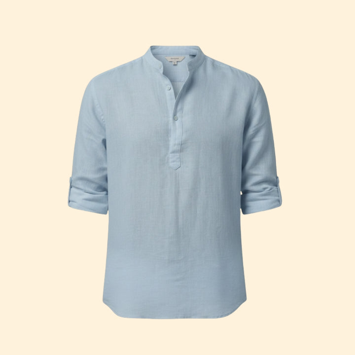 Men's Long Sleeve Shirt with Henley Collar
