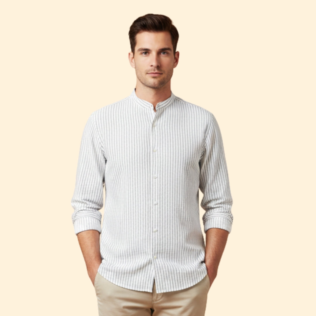 Men's Long Sleeve Shirt with Pinstripes