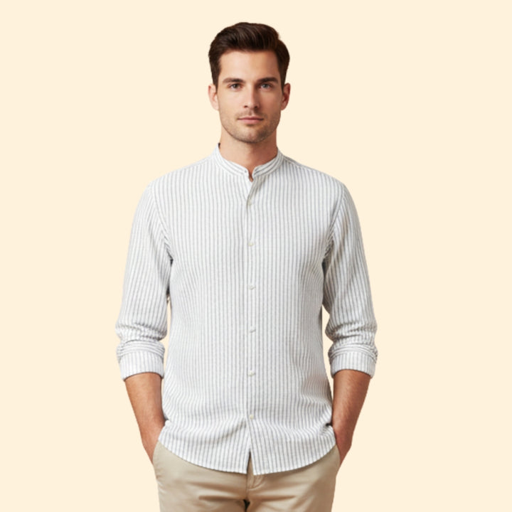 Men's Long Sleeve Shirt with Pinstripes