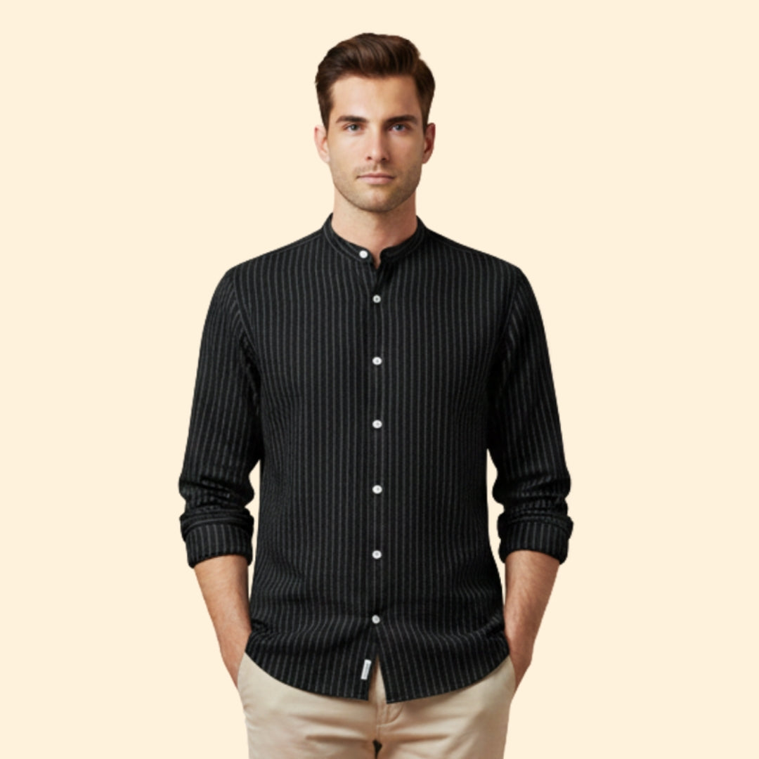 Men's Long Sleeve Shirt with Pinstripes