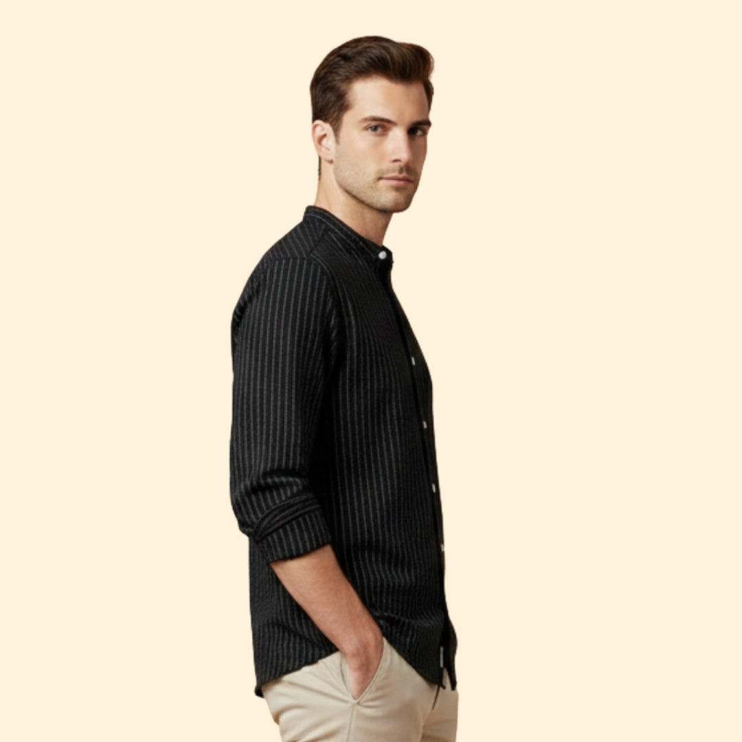 Men's Long Sleeve Shirt with Pinstripes