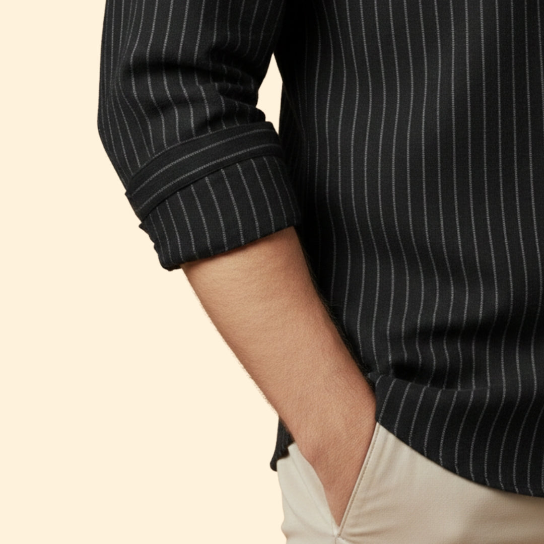 Men's Long Sleeve Shirt with Pinstripes