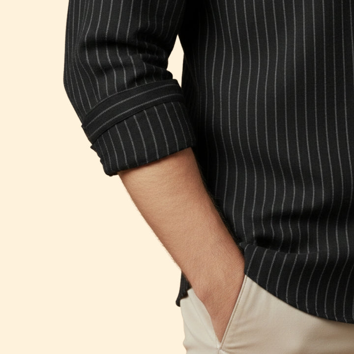 Men's Long Sleeve Shirt with Pinstripes