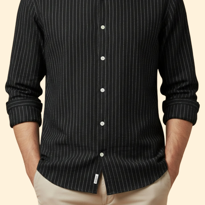 Men's Long Sleeve Shirt with Pinstripes