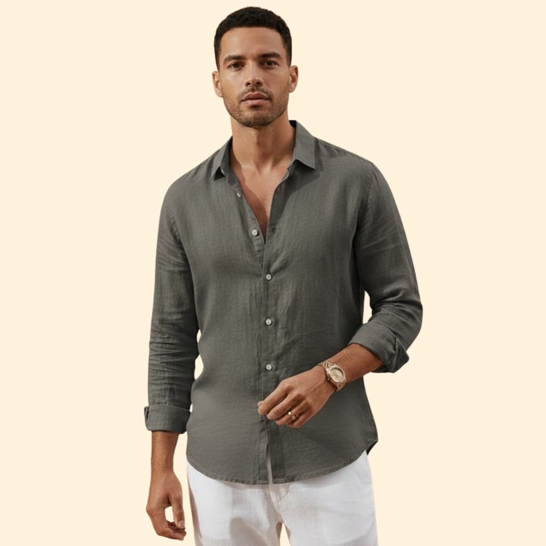 Men's Long Sleeve Shirt with Spread Collar