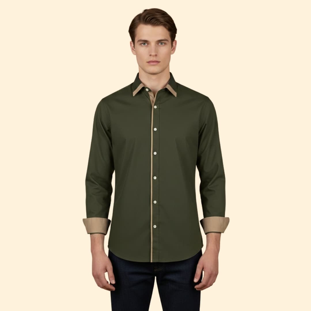 Men’s Long Sleeve Shirt with Stylish Trim