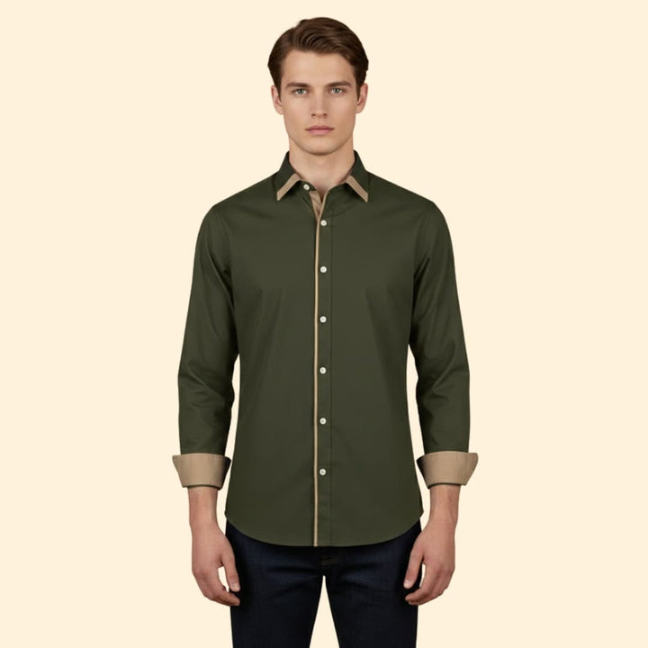 Men’s Long Sleeve Shirt with Stylish Trim